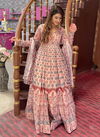 Peach Colour Alfaaz 3 New Exclusive Wear Chanderi Printed Gown With Dupatta Collection 3002